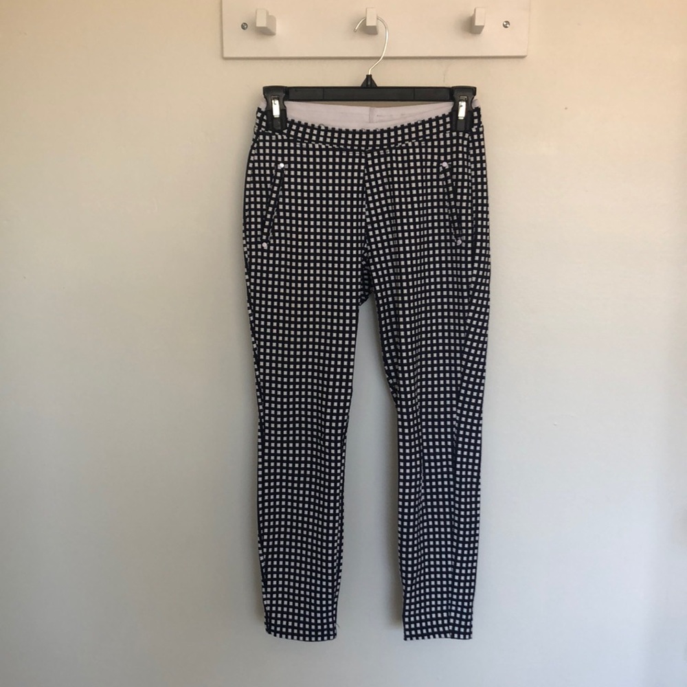 Navy Checked Leggings